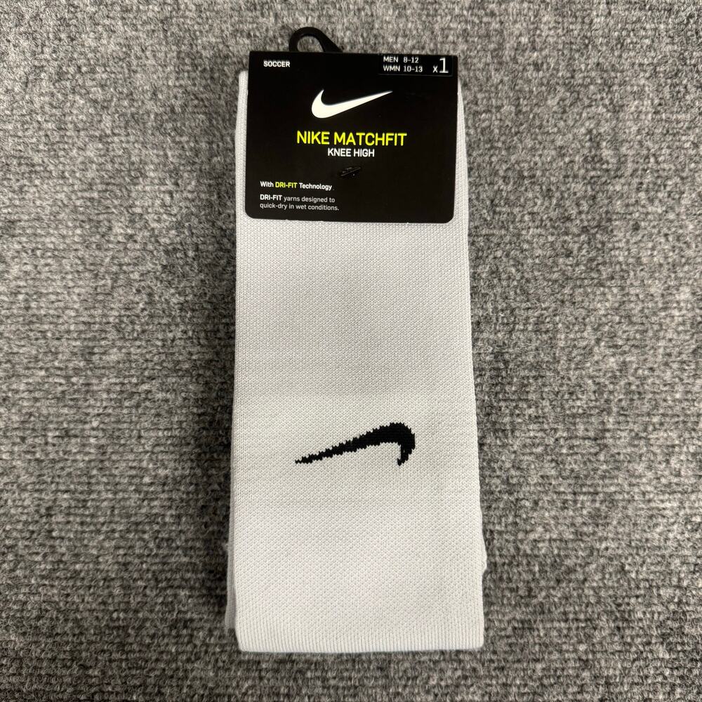 Nike MatchFit Knee High Soccer Socks Style SX6836-012 Size Large White